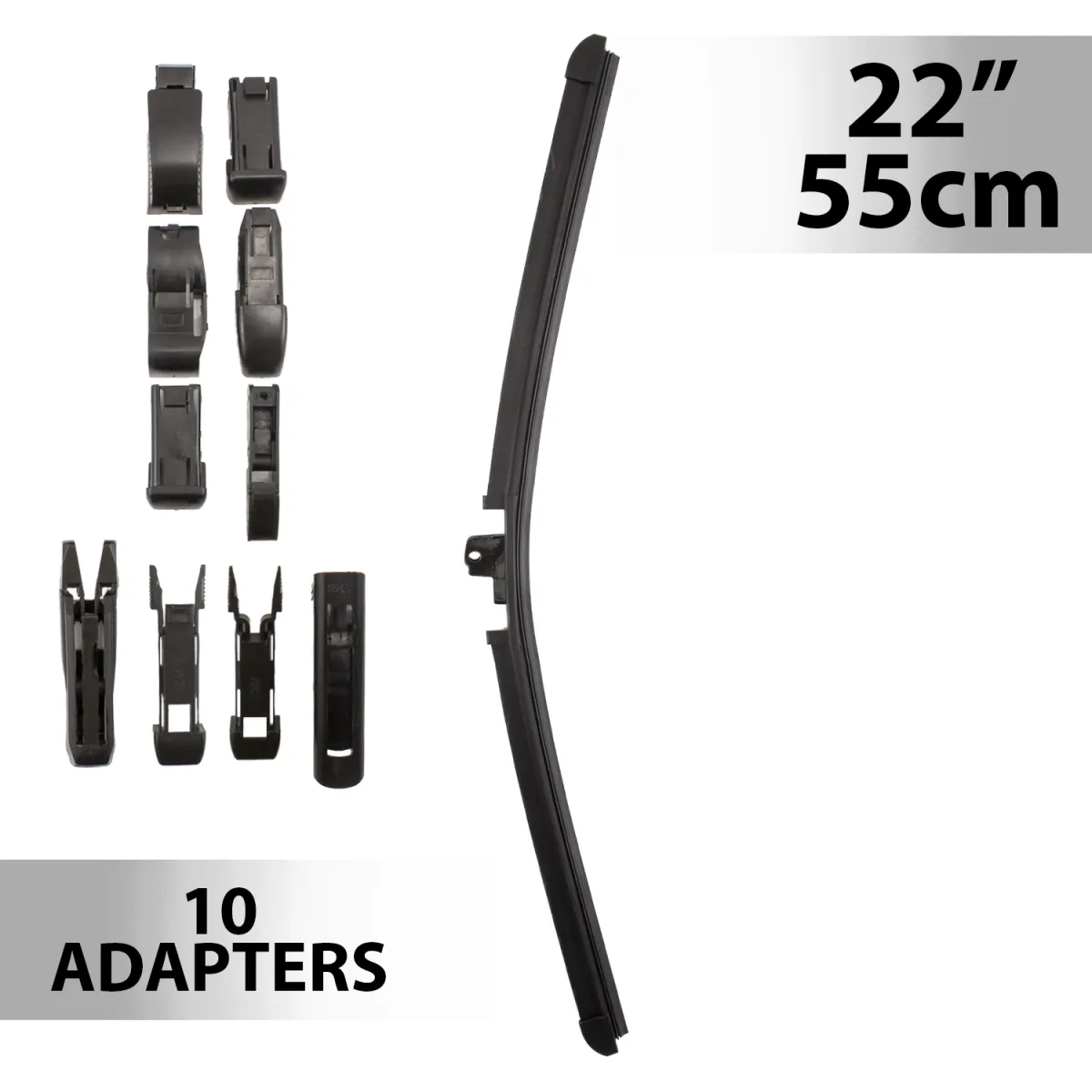 Stergator parbriz 22 inch, 55 cm, universal, 10 adaptoare, lama cauciuc, montaj usor