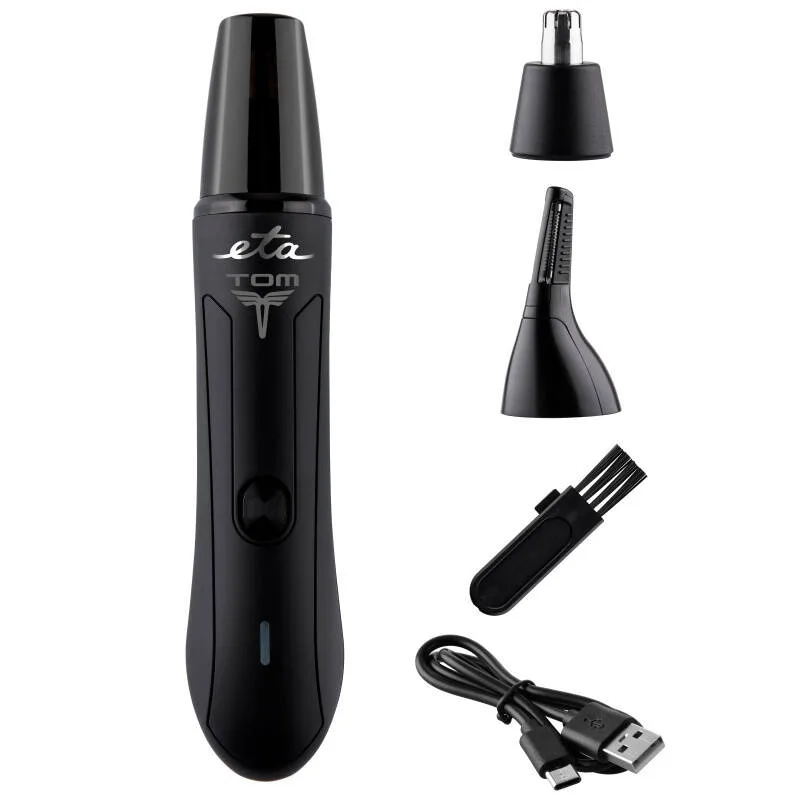 Trimmer pentru nas si urechi ETA Tom 4340 90000, acumulator Li-Ion, autonomie 180 min, USB-C, accesoriu pentru sprancene