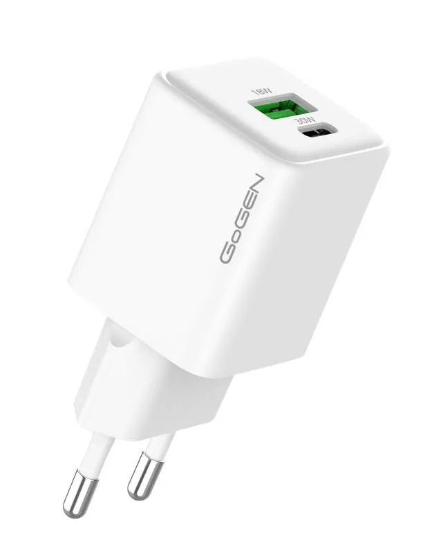 Incarcator de retea GoGEN ACHPDQ230W01, 1xUSB-C / 30W, 1xUSB-A / 18W, incarcare rapida, alb - imagine 2