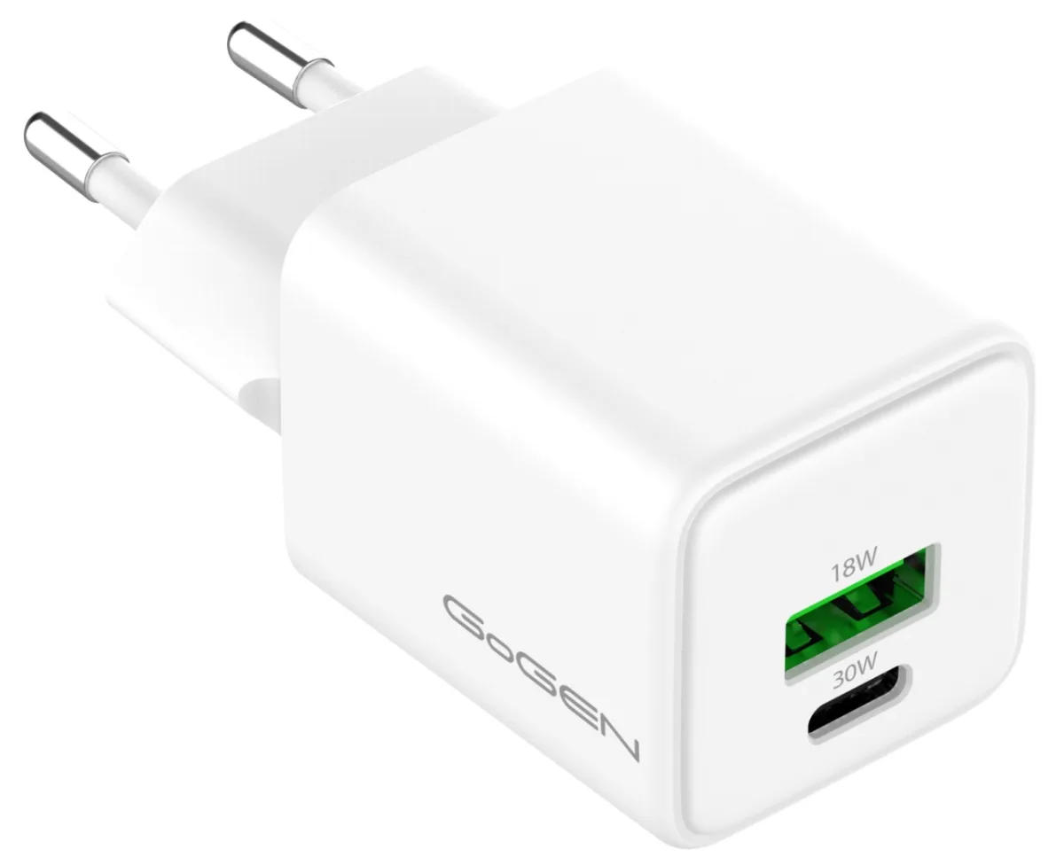 Incarcator de retea GoGEN ACHPDQ230W01, 1xUSB-C / 30W, 1xUSB-A / 18W, incarcare rapida, alb - imagine 3