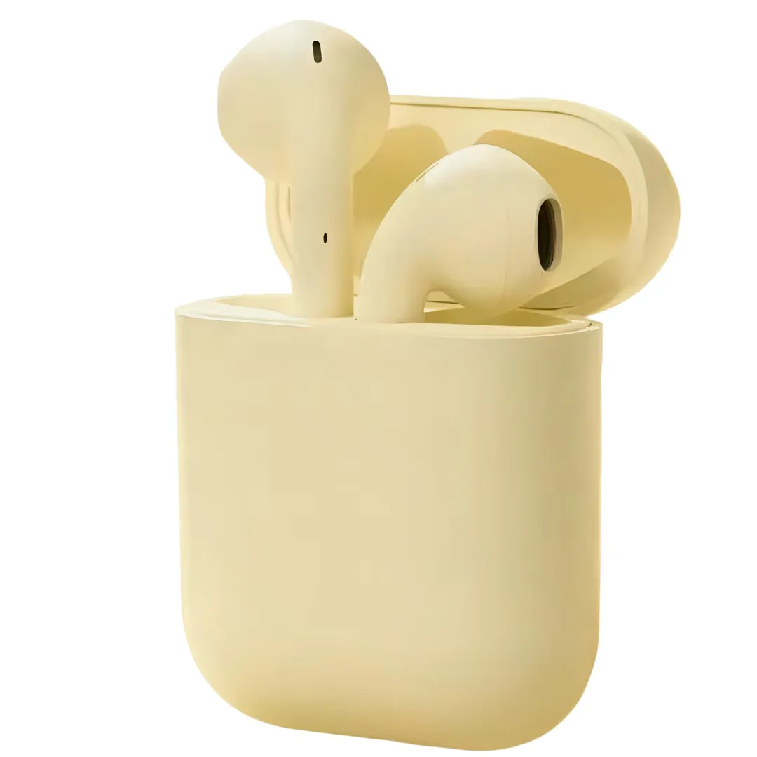 Casti wireless Macvi® Freepods i18, Bluetooth 5.0, Touch Control, HiFi Sound, galben