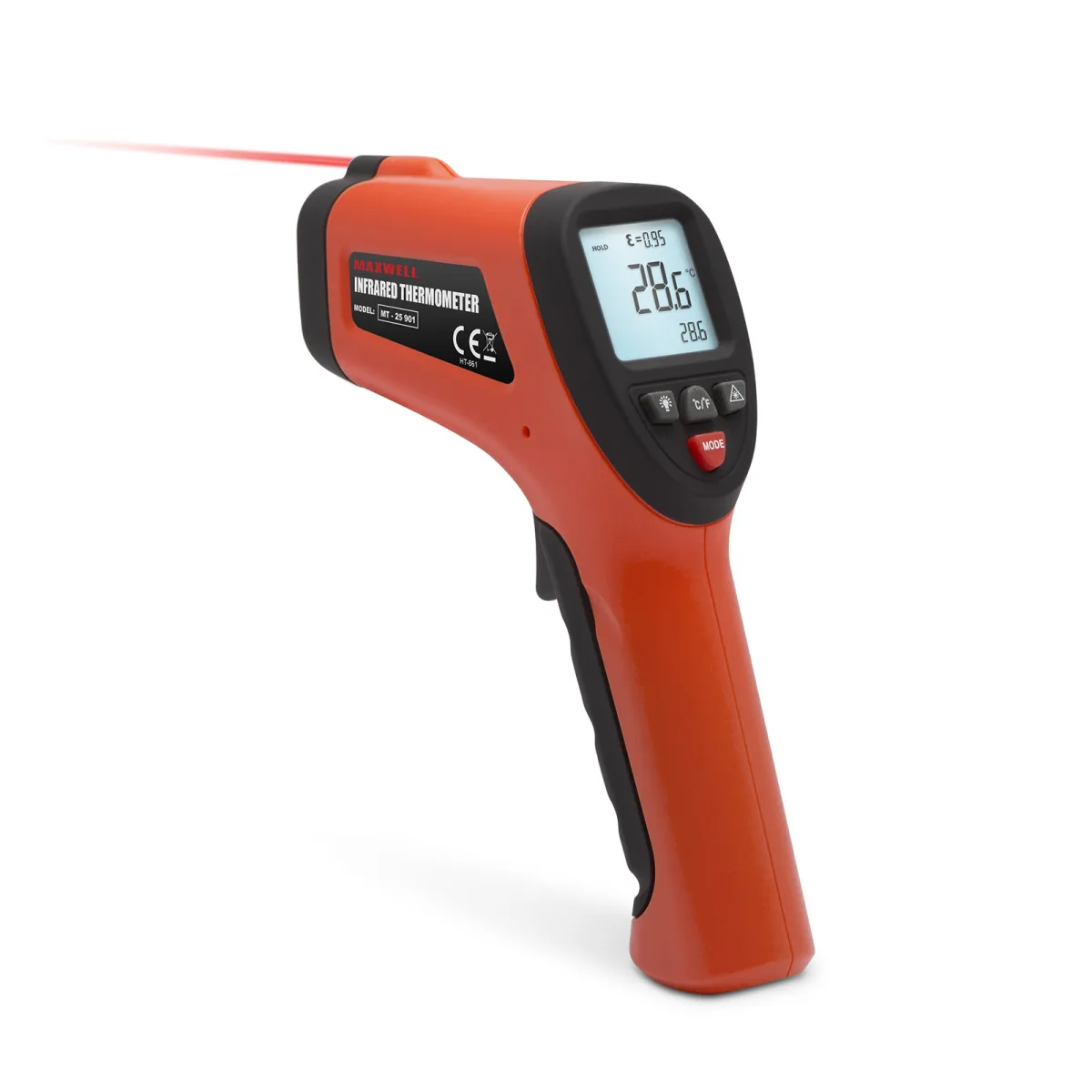 Termometru digital infrarosu cu laser, -50 380C, ecran LCD, baterie 9V, 160x95x30 mm