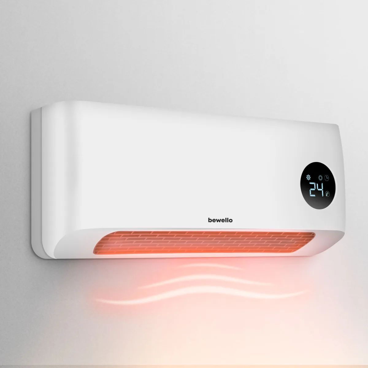 Calorifer electric perete, 1000-2000W, LED display, termostat, telecomanda, alb
