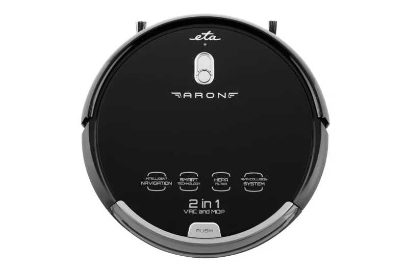 Robot aspirator cu mop ETA Aron 2512 90000, Wi-Fi, baterie Li-Ion 14.4 V, 300 ml, autoincarcare, navigare giroscopica, negru - imagine 3
