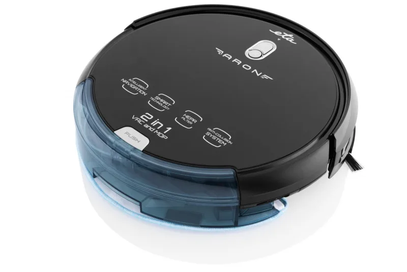 Robot aspirator cu mop ETA Aron 2512 90000, Wi-Fi, baterie Li-Ion 14.4 V, 300 ml, autoincarcare, navigare giroscopica, negru - imagine 4