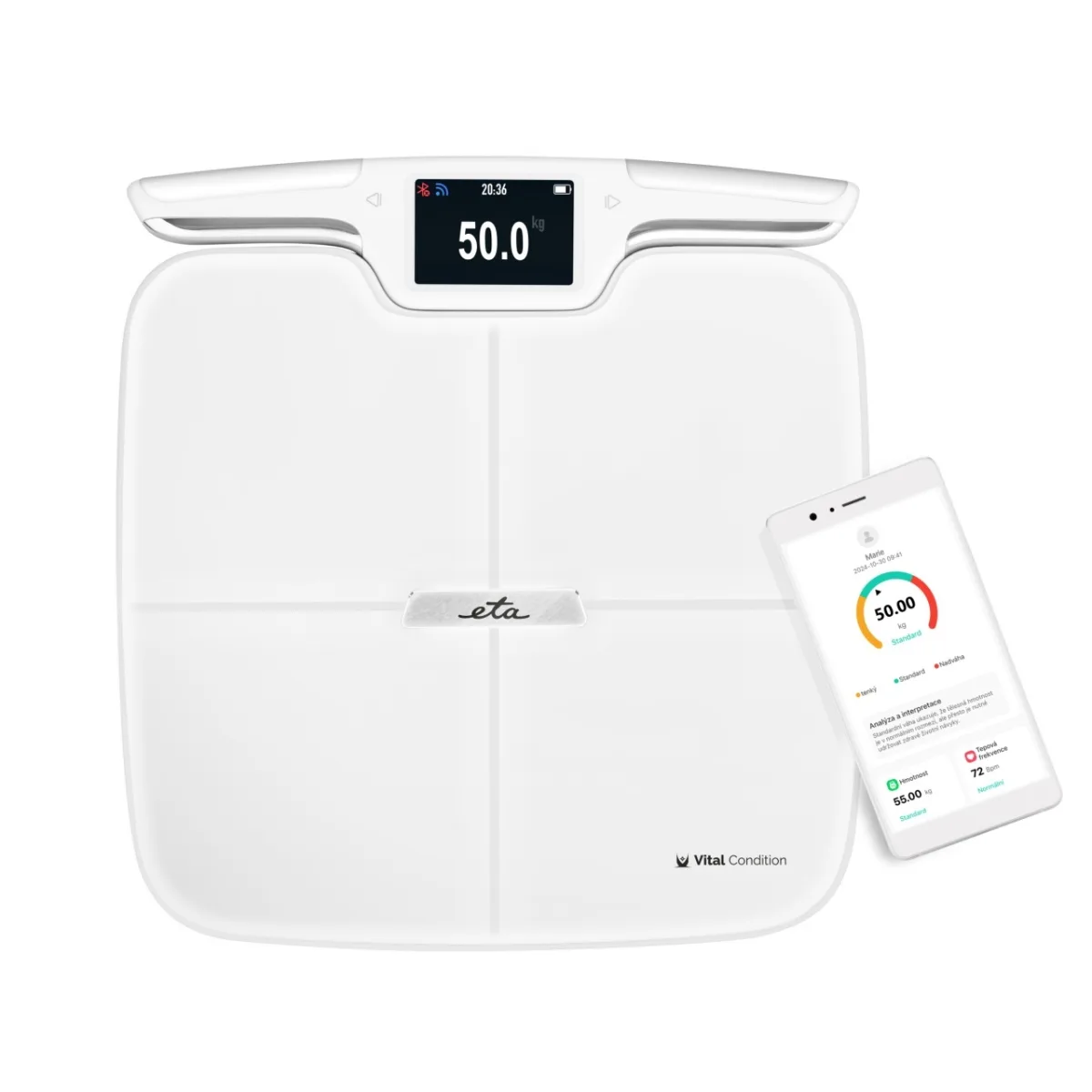 Cantar smart ETA8779 90000 Vital Condition, analiza corporala, aplicatie mobila, 180 kg