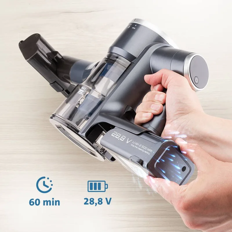 Aspirator vertical fara fir 3 in 1 ETA Panther PRO 7250 90000, statie de autocuratare, autonomie 60 min, motor BLDC 450W, Li-Ion 28,8 V / 2500 mAh - imagine 5