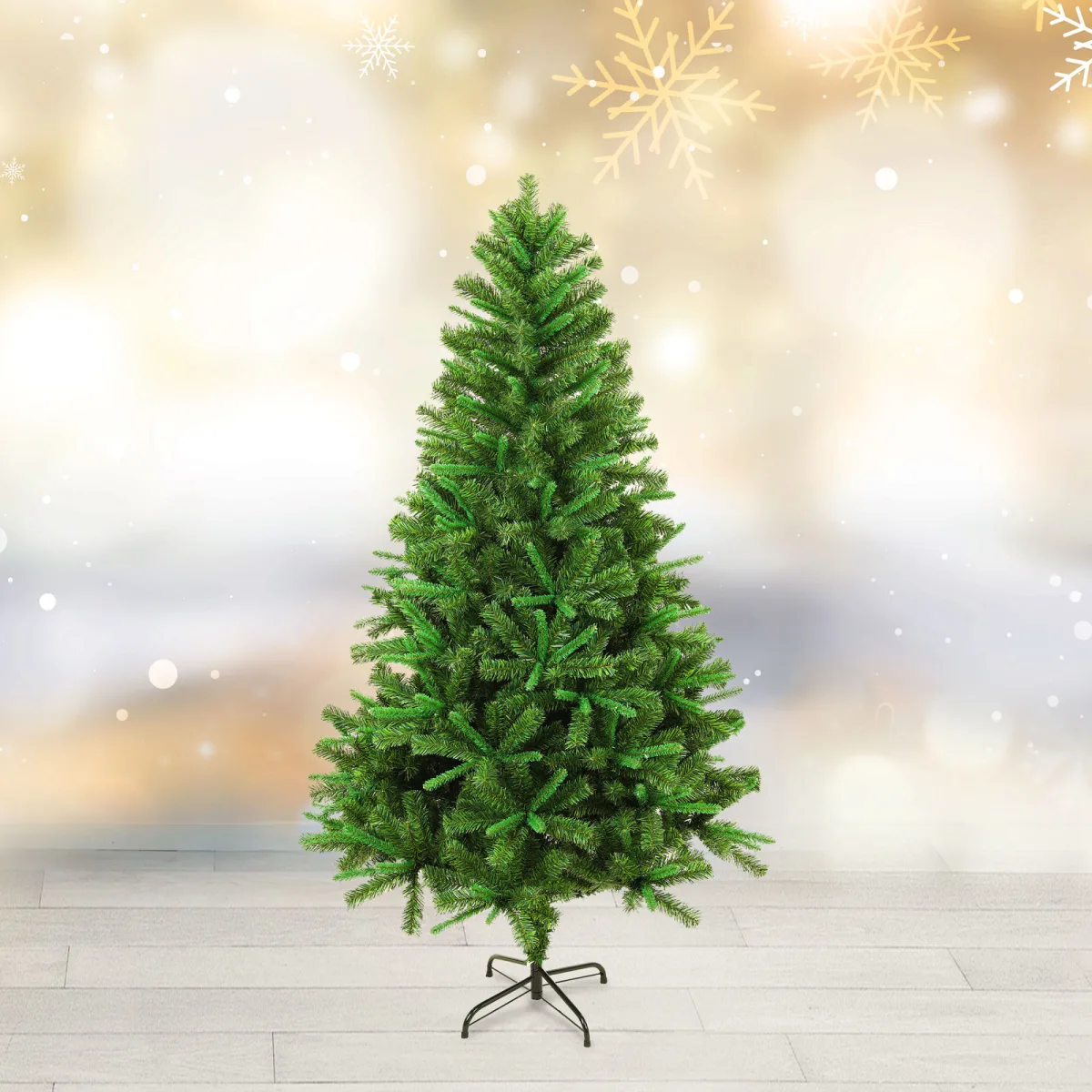 Brad artificial 180 cm, doua culori, verde inchis/deschis, PVC, suport metal, montare usoara