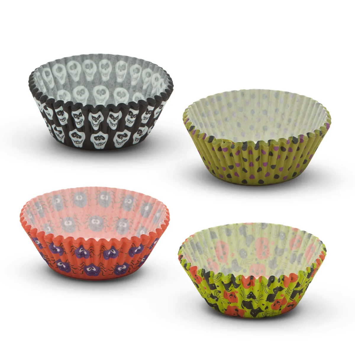 Set 100 forme hartie briose Halloween, 78 mm, pentru copt prajituri, 4 modele - imagine 3