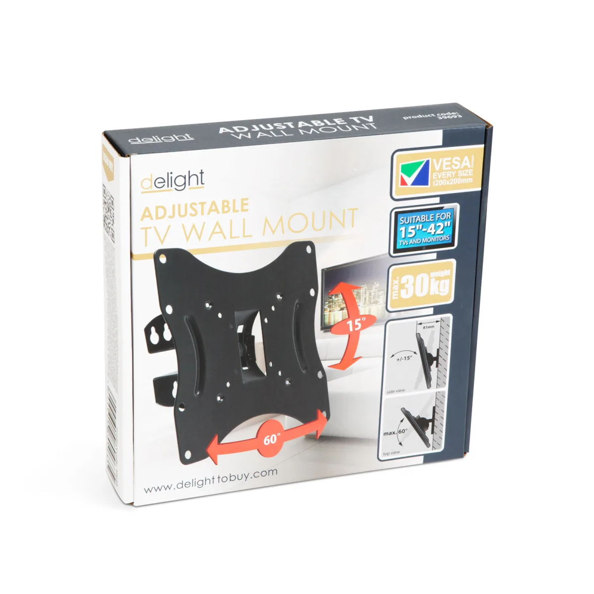 Suport TV perete reglabil, VESA 50x50 200x200, 15-42 inch, inclinabil rotativ, 30kg - imagine 2
