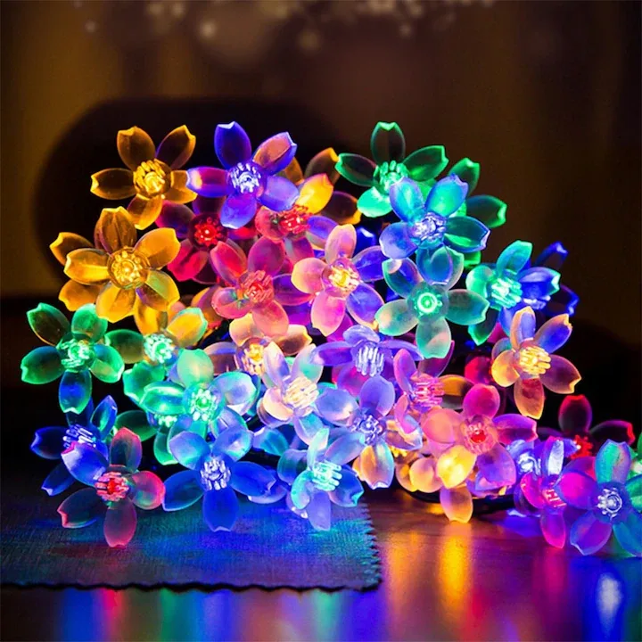 Lampi solare decorative Macvi, flori LED, 6.5m, 30 LED-uri, multicolor, IP44, impermeabile - imagine 2