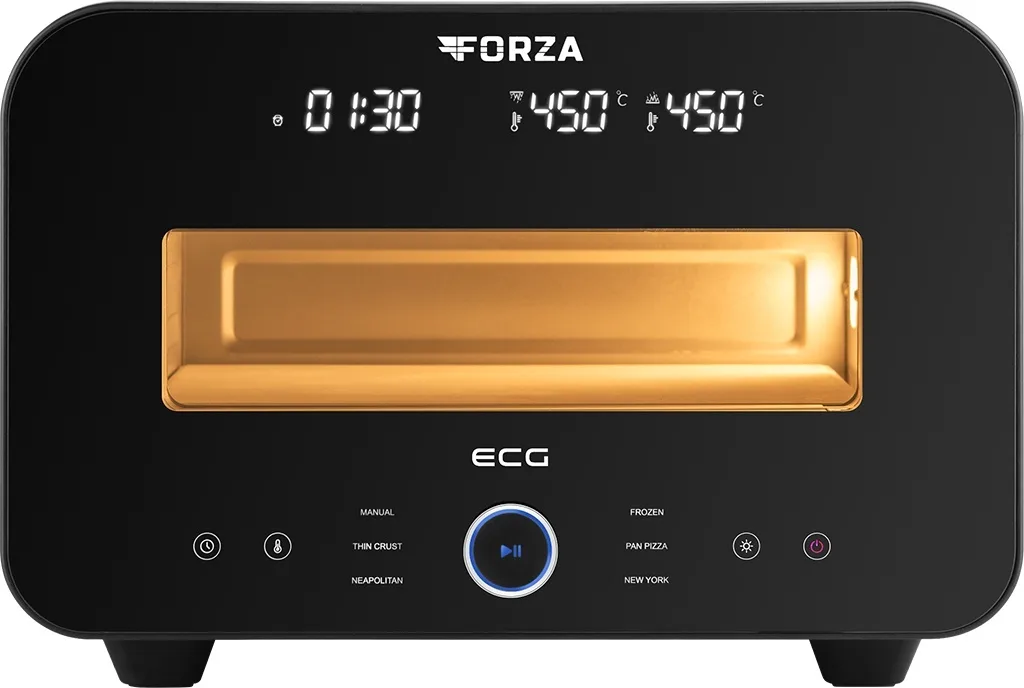 Cuptor electric pentru pizza ECG FORZA 4600 Pizza Nero, 1850W, temperatura maxima 450°C, piatra refractara 32 cm, timer, negru - imagine 2