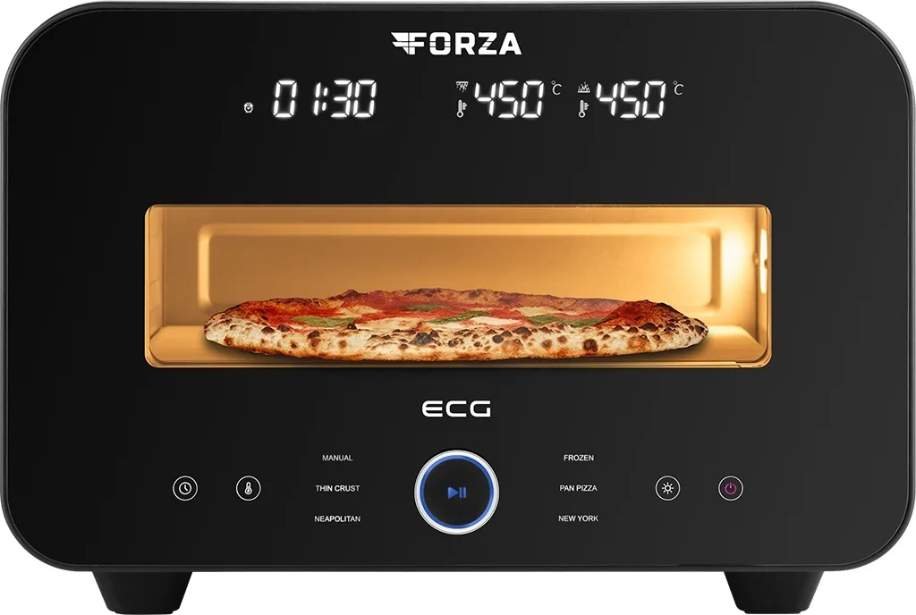 Cuptor electric pentru pizza ECG FORZA 4600 Pizza Nero, 1850W, temperatura maxima 450°C, piatra refractara 32 cm, timer, negru - imagine 4