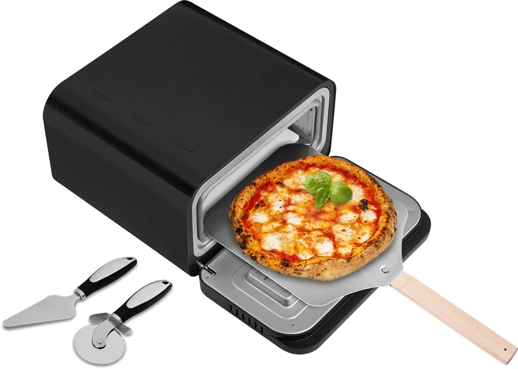 Cuptor electric pentru pizza ECG FORZA 4600 Pizza Nero, 1850W, temperatura maxima 450°C, piatra refractara 32 cm, timer, negru - imagine 9