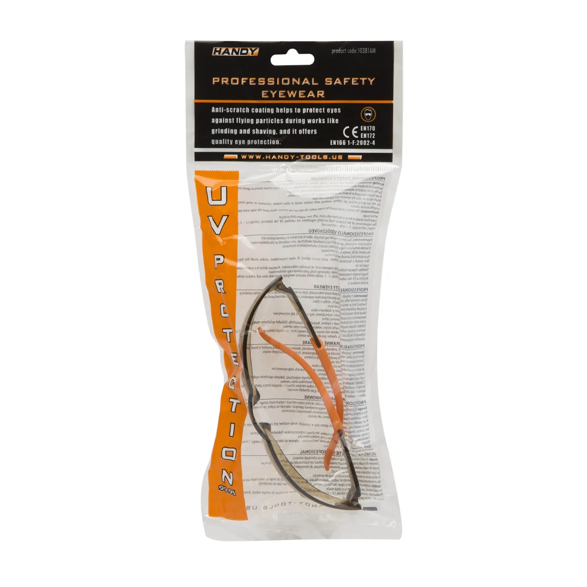 Ochelari de Protectie Profesionali Amber cu Protectie UV, Lentile Anti-Zgarieturi, Standard EN166 - imagine 2