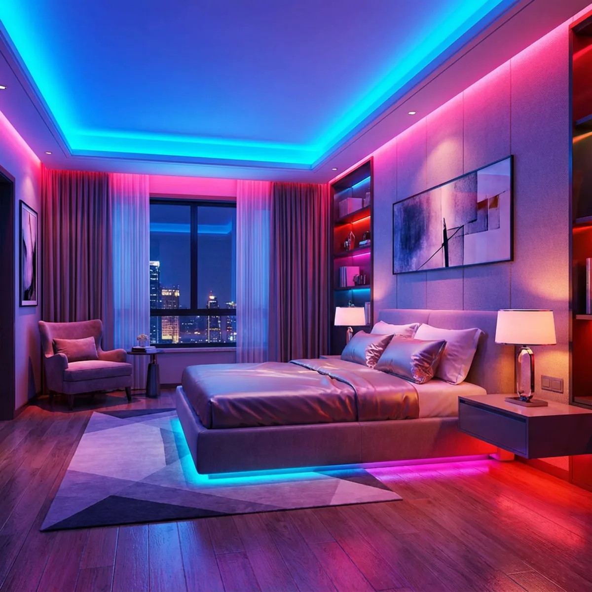 Banda LED RGB 5m IP65, telecomanda, efect muzica, iluminare ambientala interior exterior