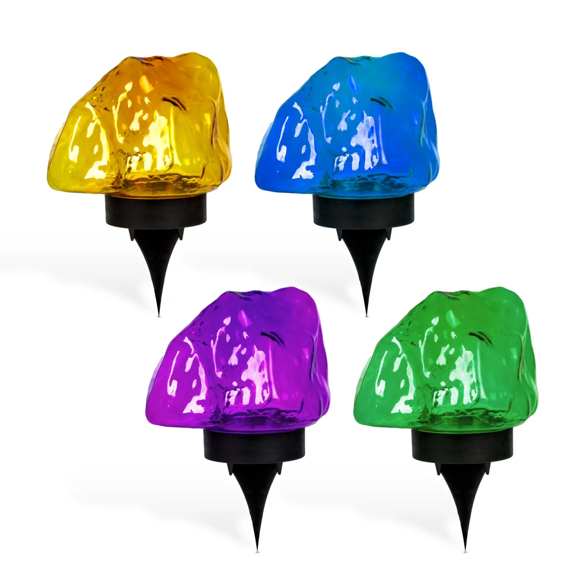 Lampa solara gradina tip piatra colorata 30 LED alb cald, decor exterior cu tarus - imagine 3
