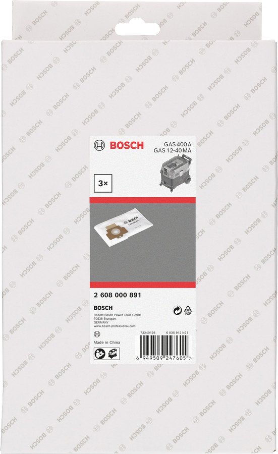 Bosch Set 3 Saci Fleece pentru praf, GAS12-40 si GAS400 2 Bosch Set 3 Saci Fleece pentru praf, GAS12-40 si GAS400 - imagine 2