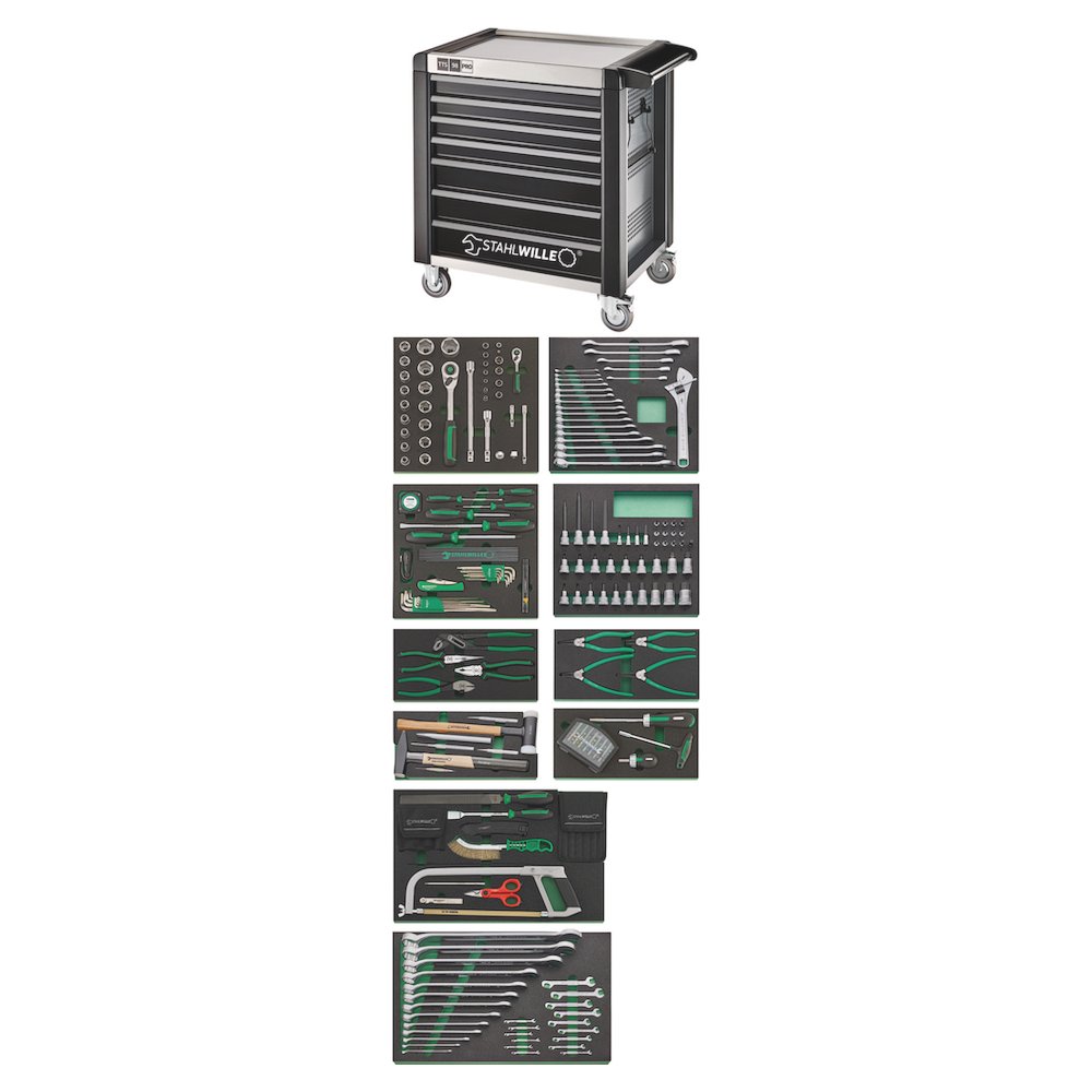 Stahlwille 98830234, Carucior pentru atelier 98/250QR, 7 sertare cu glisiere, inchidere centralizata, 250 unelte, capacitate 1400kg