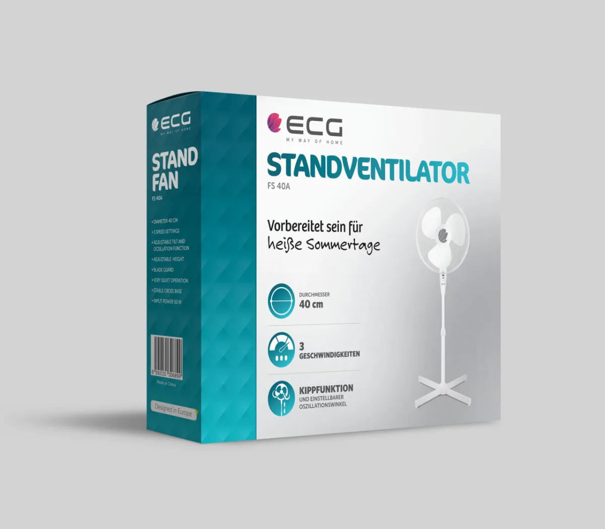 Ventilator cu picior ECG FS 40A, 50W, 40cm, 3 viteze, silentios - imagine 6
