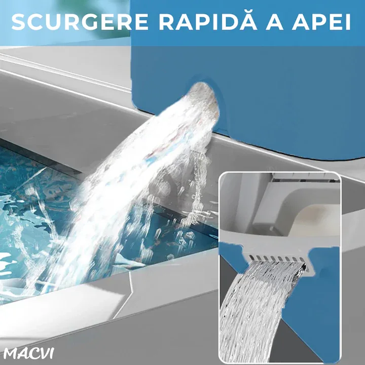 Set curatare Macvi® cu mop plat si galeata cu sistem de stoarcere, scurgere cu dop, coada telescopica si 2 lavete microfibra rezerva - imagine 5