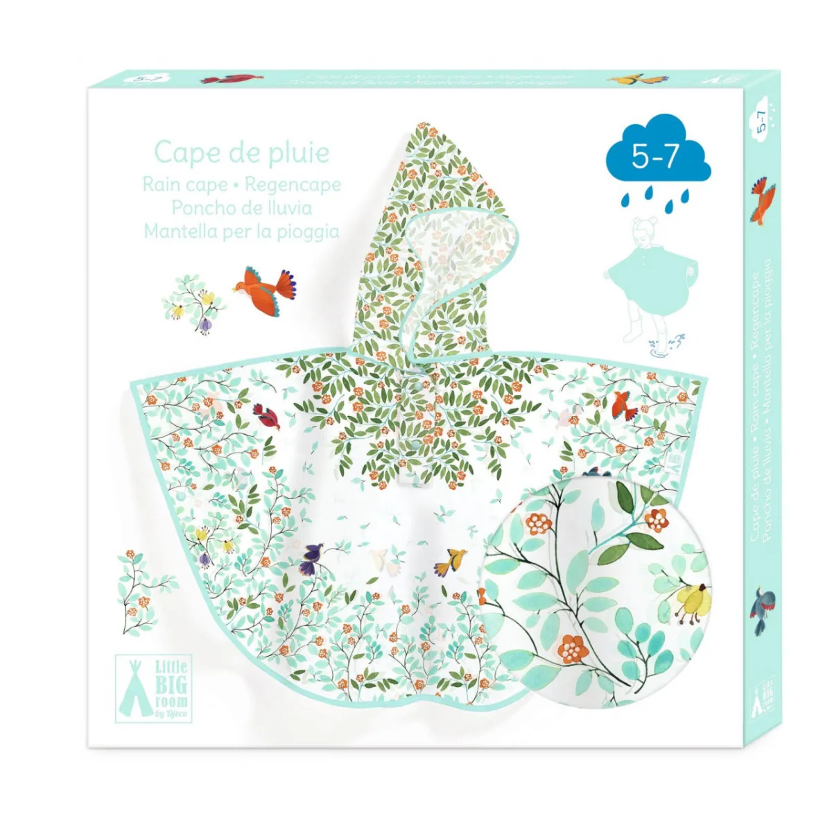Pelerina de ploaie Flori si pasari, Djeco - imagine 3