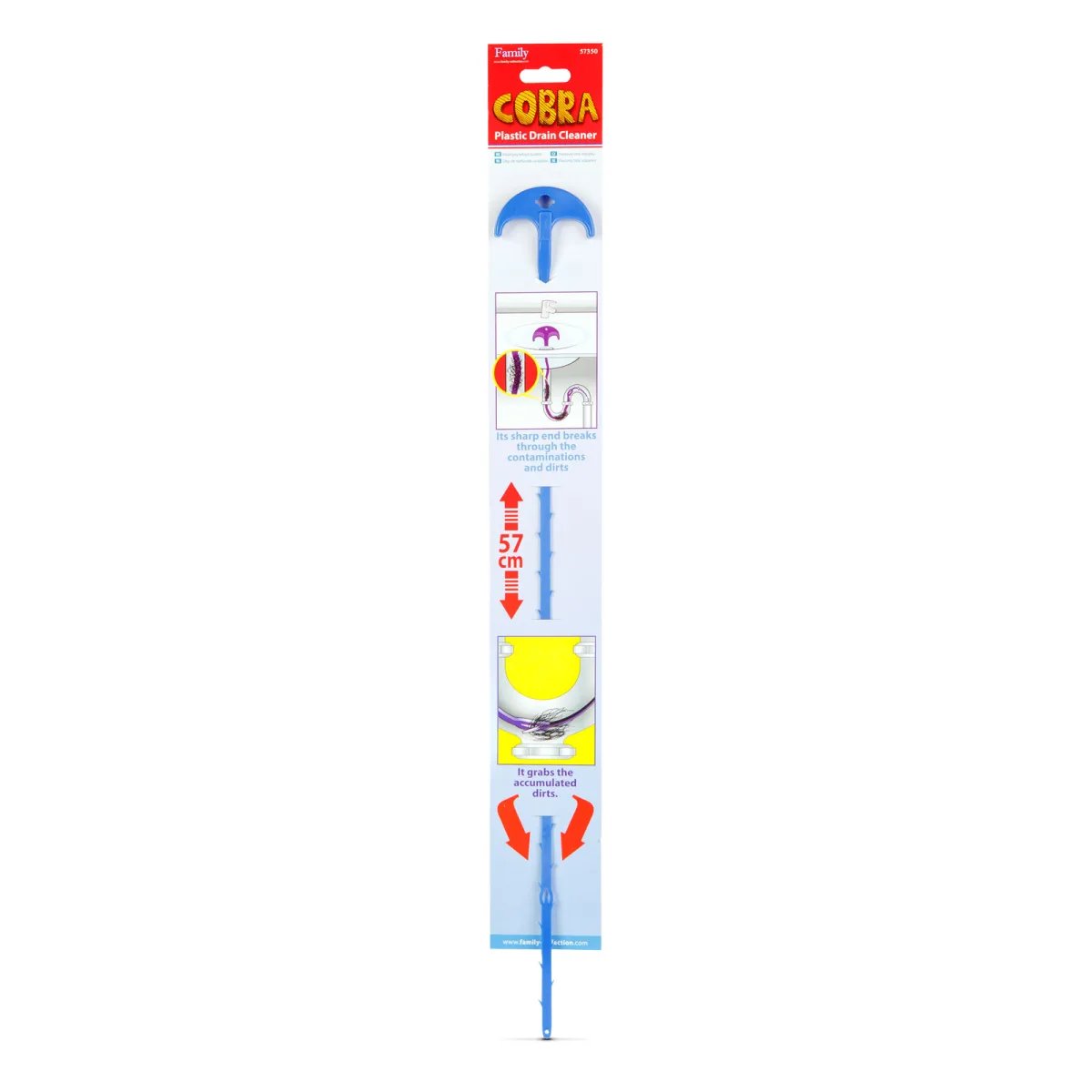 Desfundator scurgere 57 cm, plastic, flexibil, albastru - imagine 5