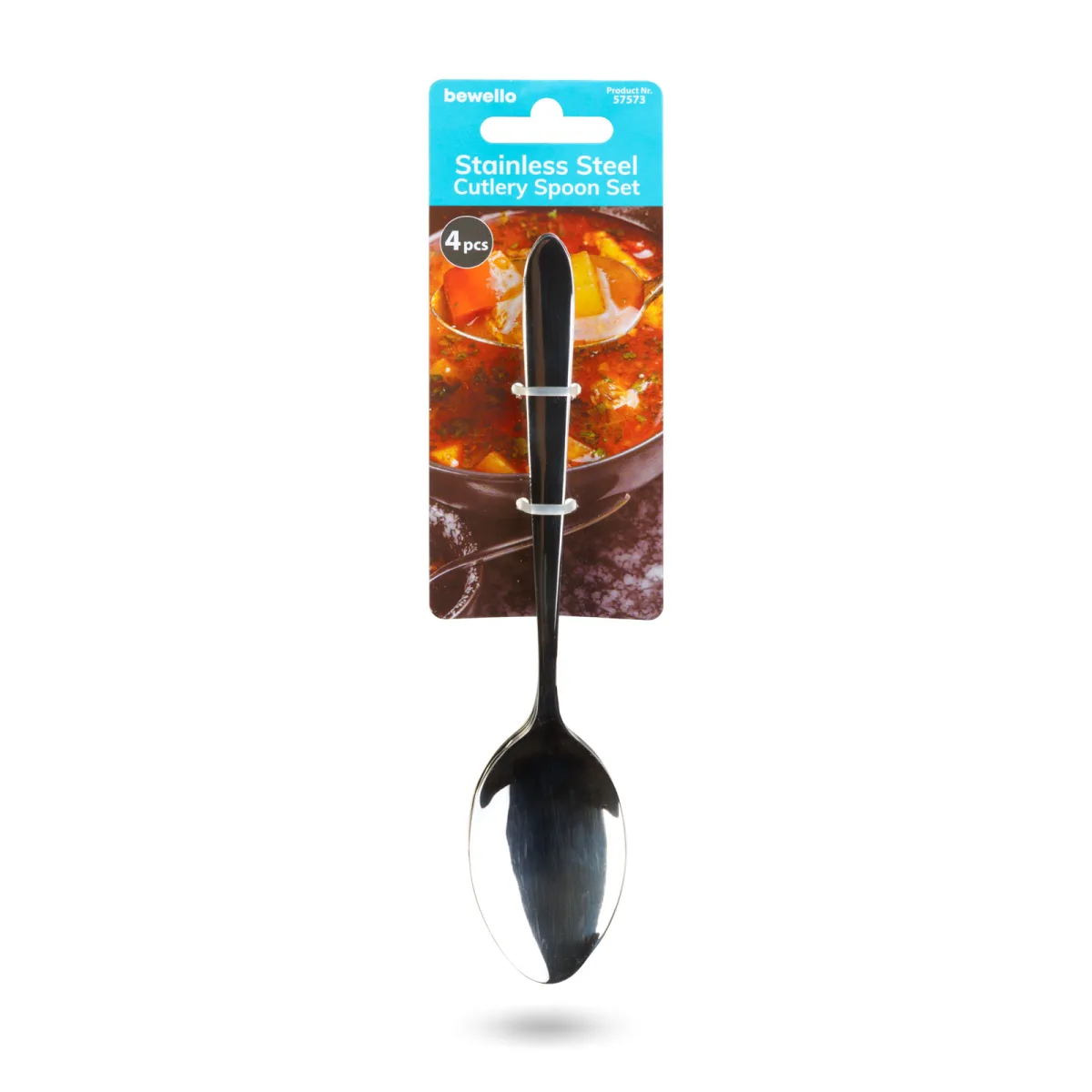 Set 4 linguri inox, 18.8 cm, design elegant, otel inoxidabil - imagine 3