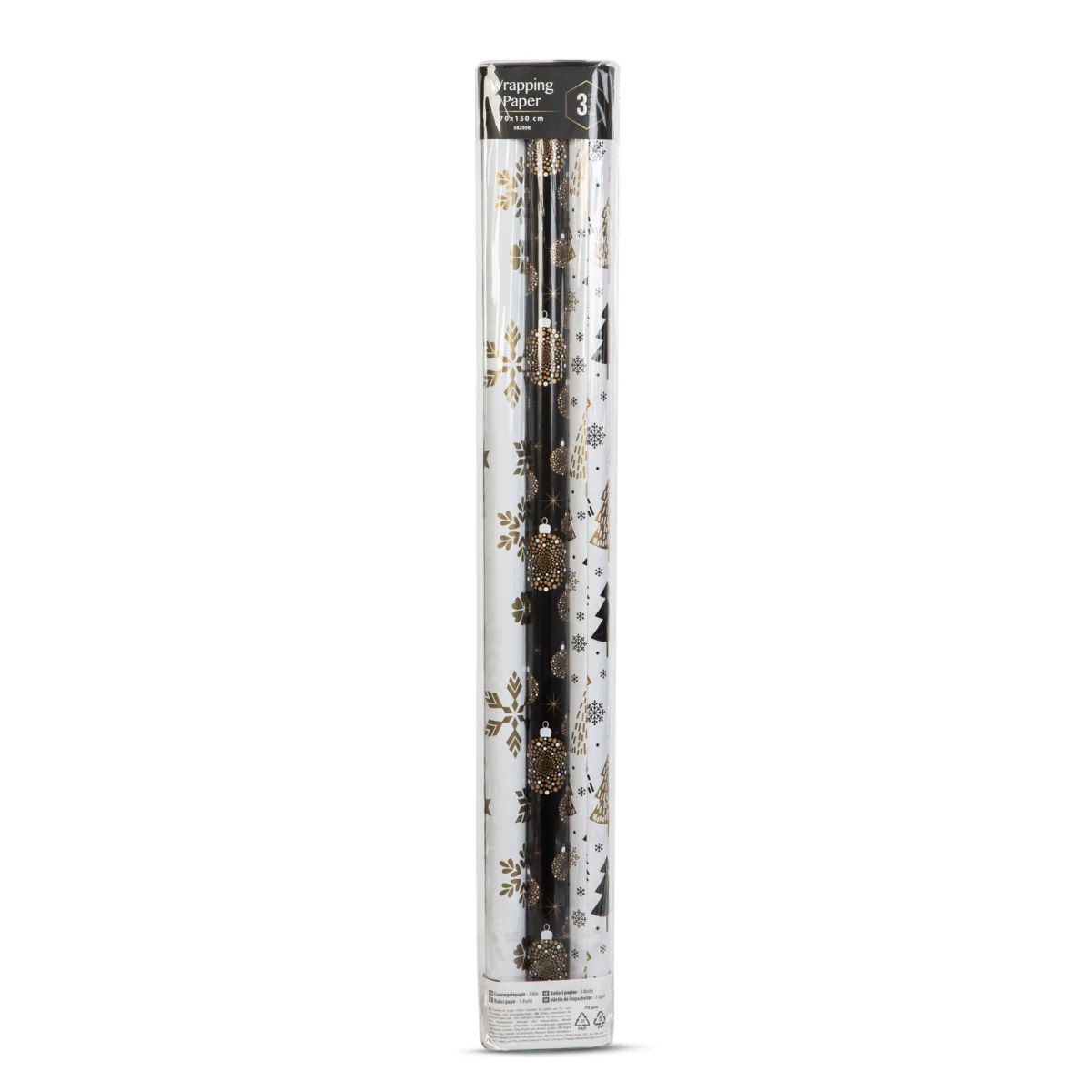 Hartie de impachetat cadouri set 3 role 70x150 cm, hartie decorativa 70gsm - imagine 2