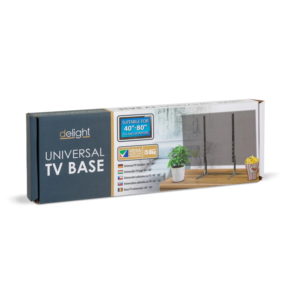 Suport TV universal VESA, 40-80 inch, max 50kg, reglabil, metal, baza stabila, negru - imagine 4