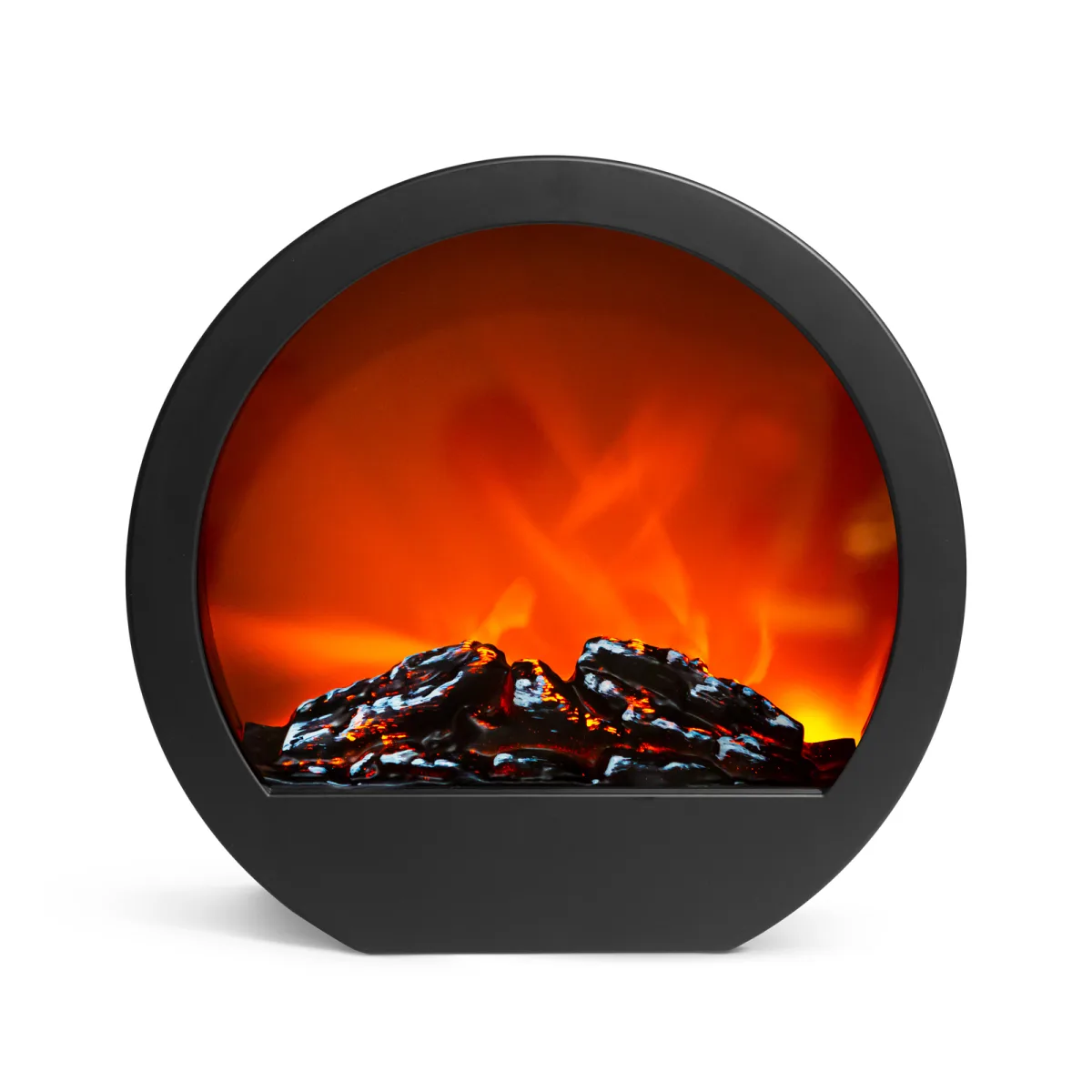 Semineu decorativ LED efect flacara, 35x12x38 cm, alimentare priza sau baterii, lumina calda, negru - imagine 2