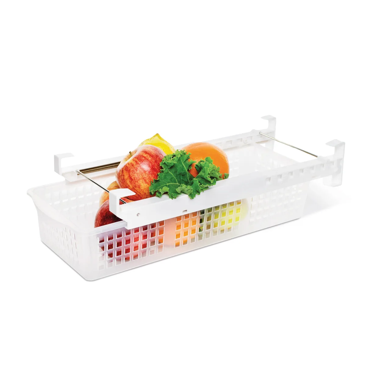 Cos organizator frigider extensibil 41x16x9.5 cm, pentru legume fructe oua, montare pe raft, BPA free - imagine 2