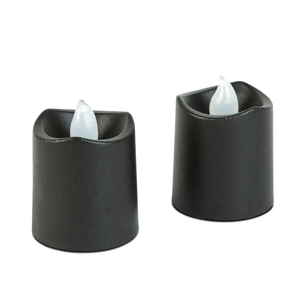 Set 2 lumanari LED decorative Halloween, lumina alb cald, baterii incluse, negru - imagine 2