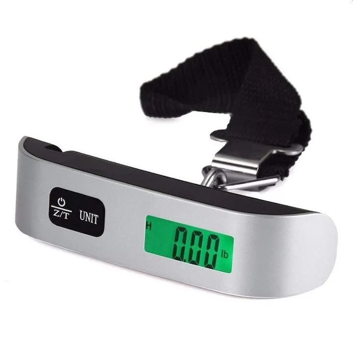 Cantar pentru Bagaje Digital Macvi®, Capacitate 50kg, Argintiu, Functie Masurare Temperatura - imagine 5