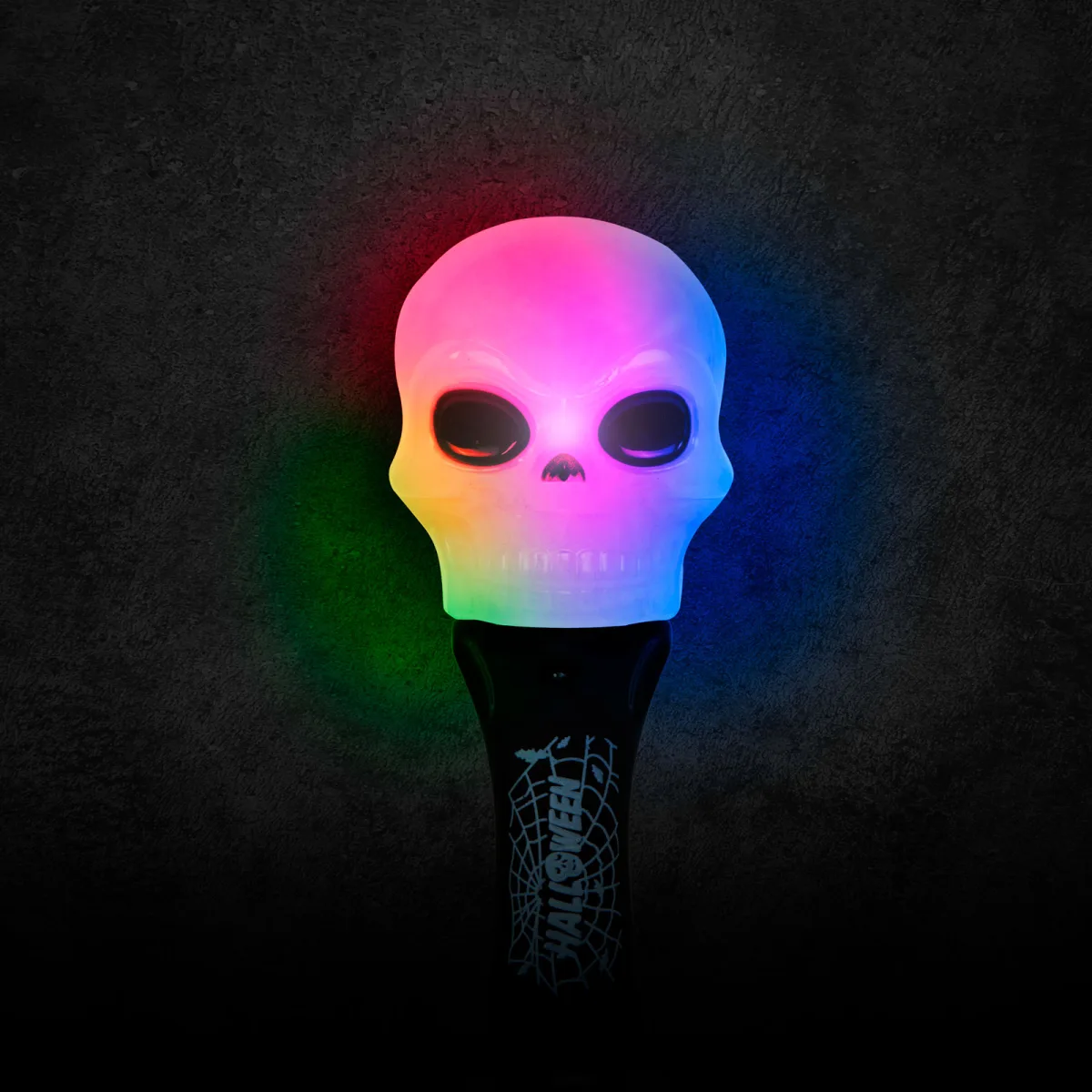 Lampa Halloween LED craniu, decor luminos portabil RGB cu baterii, efect lumini intermitente