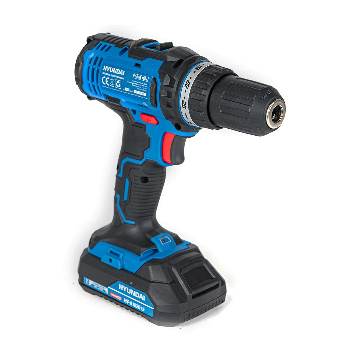 Masina de gaurit si insurubat cu acumulator 18V Hyundai ASR 180 Li, 1 acumulator x 2.0 Ah, incarcator, 2 trepte de viteza, 6 biti, 6 burghie, adaptor magnetic, valiza transport - imagine 3