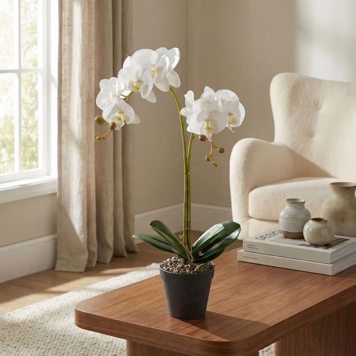 Orhidee Artificiala Decorativa in Ghiveci, Aspect Realist, 54 cm