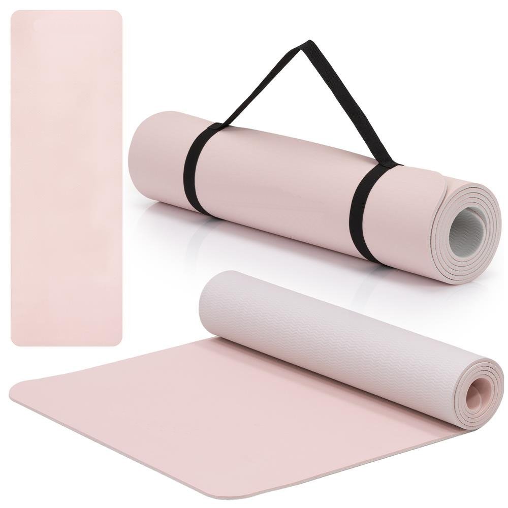 saltea fitness antiderapanta din tpe, 183x61x1 cm, cu curea transport, roz 2 Saltea fitness antiderapanta din TPE, 183x61x1 cm, cu curea transport, roz - imagine 2
