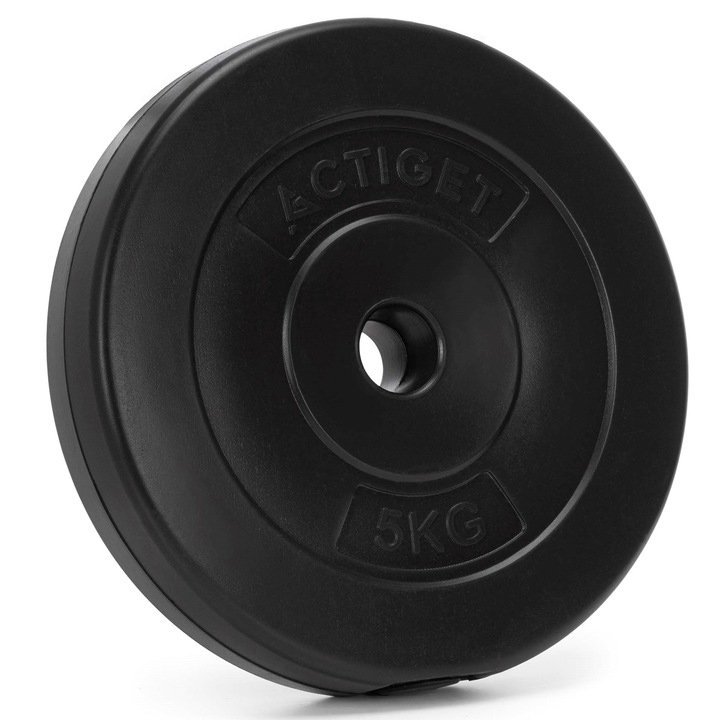 Disc greutate haltera 5 kg, 31 mm, compozit bitumic, PP, 26×5 cm, negru