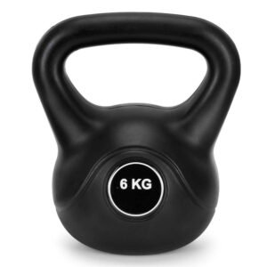 Kettlebell 6 kg, bitum cu invelis rezistent ABS, 24×21 cm, negru