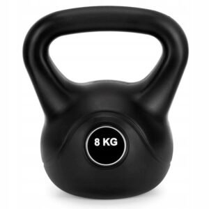 Kettlebell 8 kg, bitum cu invelis rezistent ABS, 24×23 cm, negru