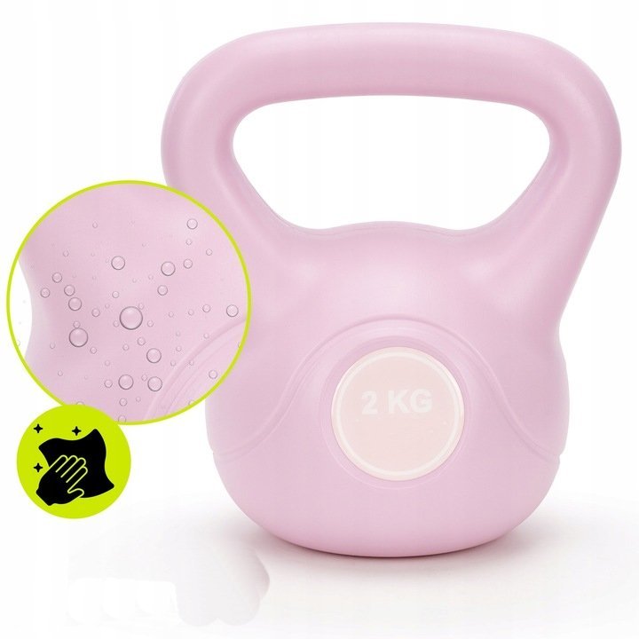 kettlebell 2 kg, bitum cu invelis rezistent abs, 16x19 cm, roz 4 Kettlebell 2 kg, bitum cu invelis rezistent ABS, 16x19 cm, roz - imagine 4