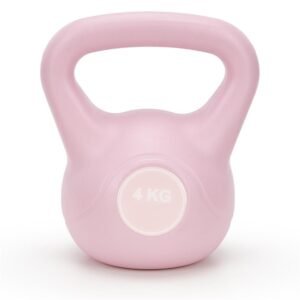 Kettlebell 4 kg, bitum cu invelis rezistent ABS, 18×21 cm, roz