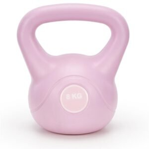 Kettlebell 8 kg, bitum cu invelis rezistent ABS, 23×24 cm, roz