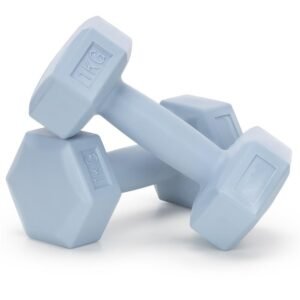 Set gantere hex 2×1 kg, bitum cu invelis rezistent PP, albastru deschis