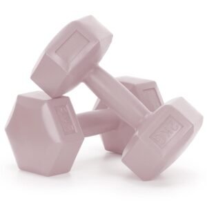 Set gantere hex 2×2 kg, bitum cu invelis rezistent PP, roz