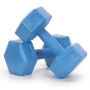 Set gantere hex 2×2,5 kg, bitum cu invelis rezistent PP, albastru