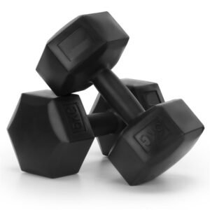 Set gantere hex 2×5 kg, bitum cu invelis rezistent PP, negru