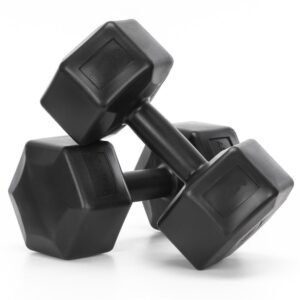 Set gantere hex 2×10 kg, bitum cu invelis rezistent PP, negru