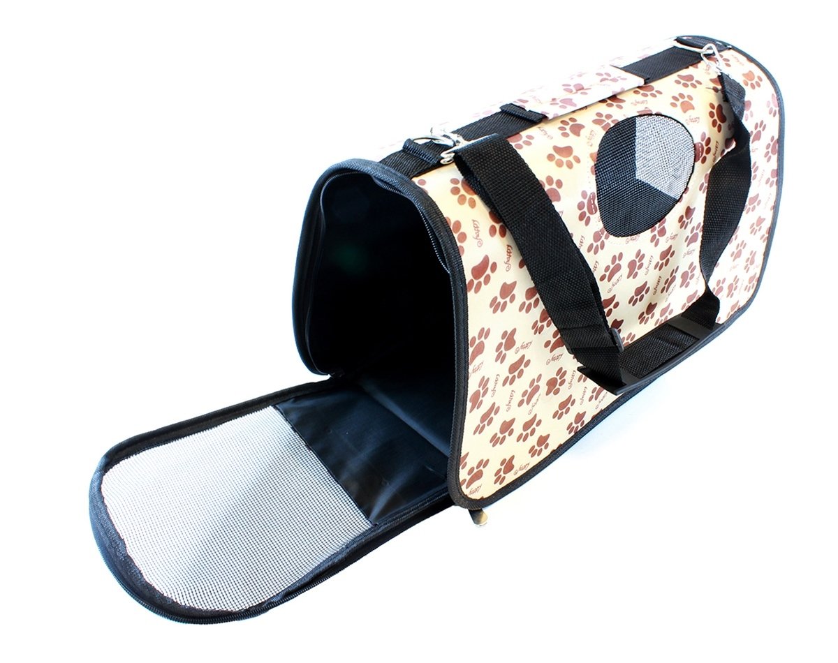 geanta de transport pentru caine sau pisica - alb/maro ag644c 3 Geanta de Transport pentru Caine sau Pisica - ALB/MARO AG644C - imagine 3